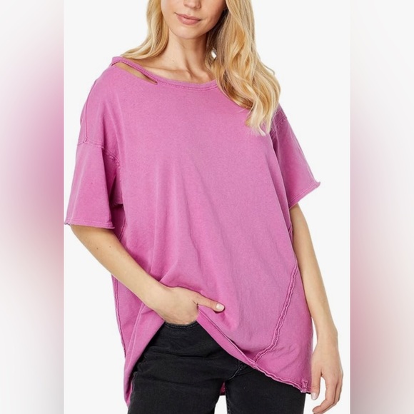 We the Free by Free People Dani Tee, Fuschia Fantastic, sz M - Picture 1 of 15